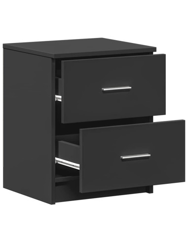 Comodino con 2 Cassetti Nero 40x36x50 cm