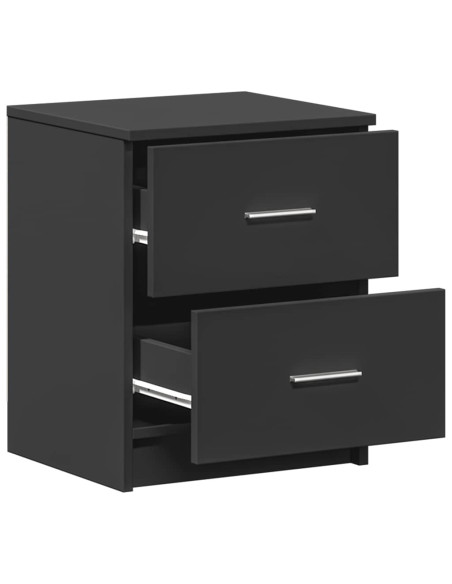 Comodino con 2 Cassetti Nero 40x36x50 cm