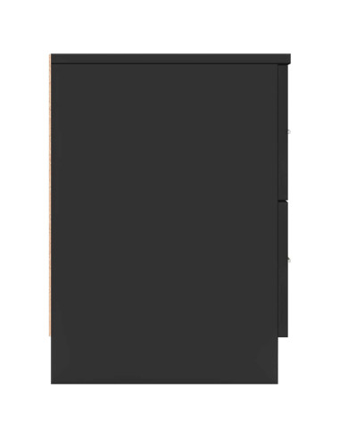 Comodino con 2 Cassetti Nero 40x36x50 cm