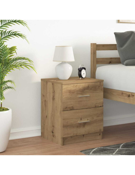 Comodino con 2 Cassetti Rovere Artigianale 40x36x50 cm