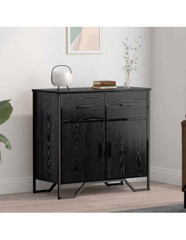 Credenza con cassetto Rovere Nero 79,5 x 35,5 x 74,5 cm