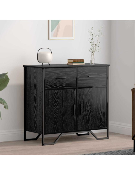 Credenza con cassetto Rovere Nero 79,5 x 35,5 x 74,5 cm