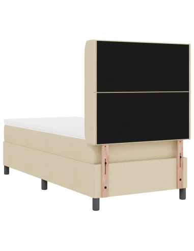Letto a Sorgente LED con materasso Crema 90 x 190 cm Tessuto