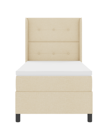Letto a Sorgente LED con materasso Crema 90 x 190 cm Tessuto