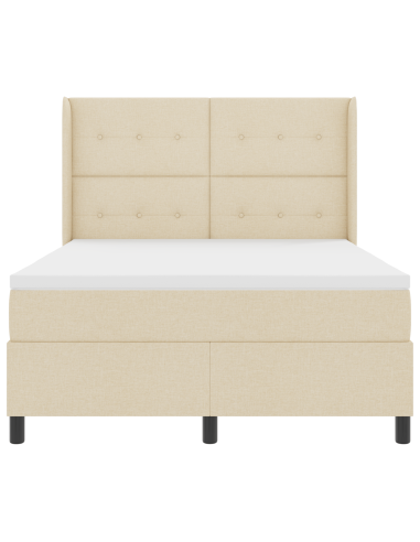 Letto a Sorgente LED con materasso Crema 160 x 200 cm Tessuto