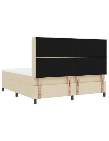 Letto a Sorgente LED con materasso Crema 180 x 200 cm Tessuto
