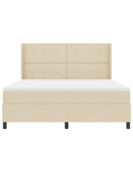 Letto a Sorgente LED con materasso Crema 180 x 200 cm Tessuto