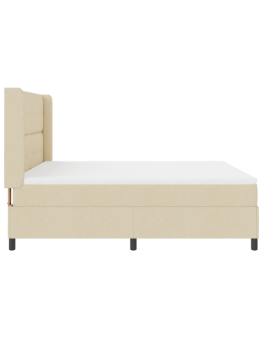 Letto a Sorgente LED con materasso Crema 180 x 200 cm Tessuto