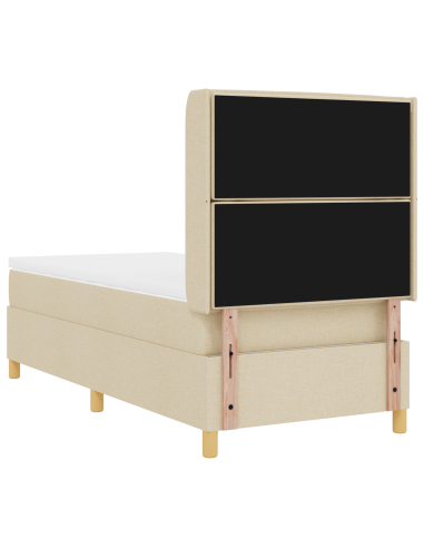 Letto a molle con materasso Crema 90 x 190 cm Tessuto