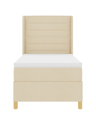 Letto a molle con materasso Crema 90 x 190 cm Tessuto