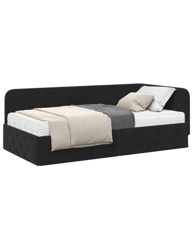 Cornice del letto ad angolo Nero 100 x 200 cm Velluto