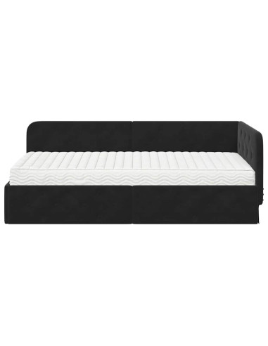 Cornice del letto ad angolo Nero 100 x 200 cm Velluto