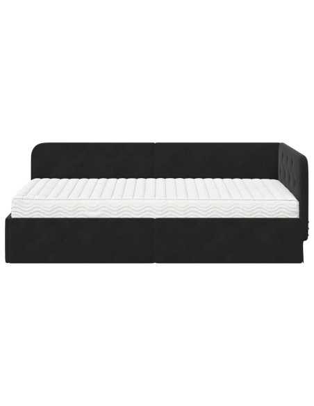 Cornice del letto ad angolo Nero 100 x 200 cm Velluto