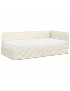 Cornice del letto ad angolo Crema 100 x 200 cm Velluto 2