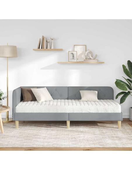 Cornice del letto ad angolo Grigio chiaro 80 x 200 cm Tessuto