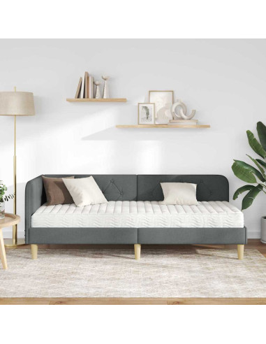 Cornice del letto ad angolo Grigio scuro 80 x 200 cm Tessuto