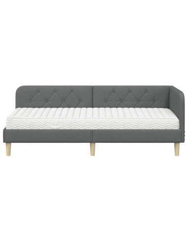 Cornice del letto ad angolo Grigio scuro 80 x 200 cm Tessuto