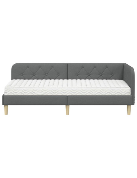 Cornice del letto ad angolo Grigio scuro 80 x 200 cm Tessuto