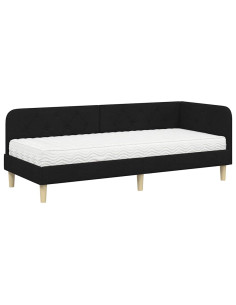 Cornice del letto ad angolo Nero 80 x 200 cm Tessuto 2