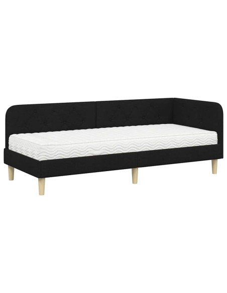Cornice del letto ad angolo Nero 80 x 200 cm Tessuto
