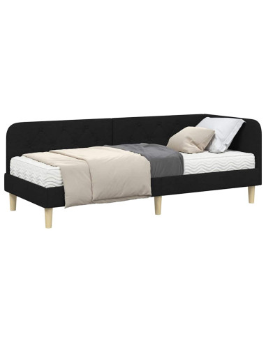 Cornice del letto ad angolo Nero 80 x 200 cm Tessuto