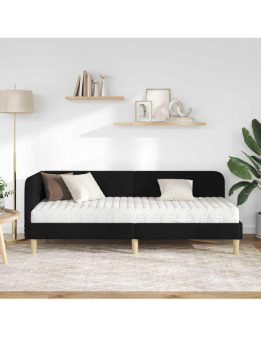 Cornice del letto ad angolo Nero 80 x 200 cm Tessuto