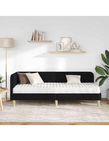 Cornice del letto ad angolo Nero 80 x 200 cm Tessuto
