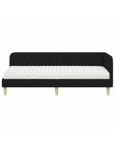 Cornice del letto ad angolo Nero 80 x 200 cm Tessuto