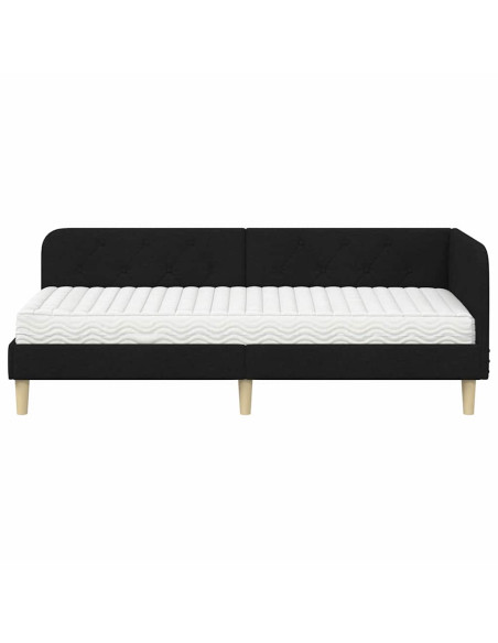 Cornice del letto ad angolo Nero 80 x 200 cm Tessuto