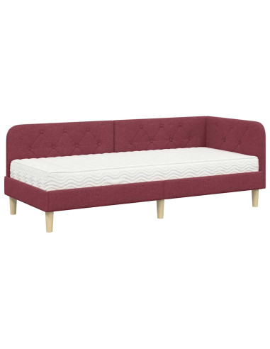 Cornice del letto ad angolo Rosso Vino 80 x 200 cm Tessuto