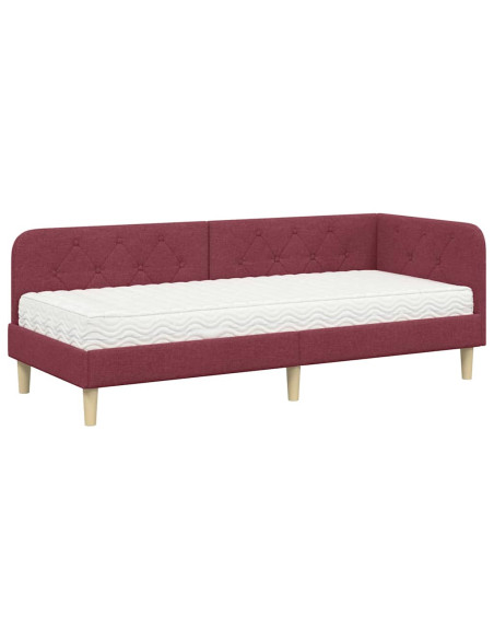 Cornice del letto ad angolo Rosso Vino 80 x 200 cm Tessuto