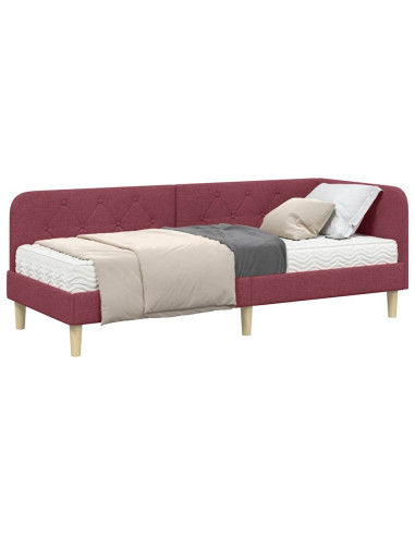 Cornice del letto ad angolo Rosso Vino 80 x 200 cm Tessuto