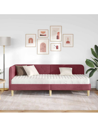 Cornice del letto ad angolo Rosso Vino 80 x 200 cm Tessuto