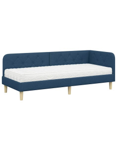 Cornice del letto ad angolo Blu 80 x 200 cm Tessuto 2