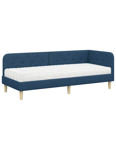 Cornice del letto ad angolo Blu 80 x 200 cm Tessuto