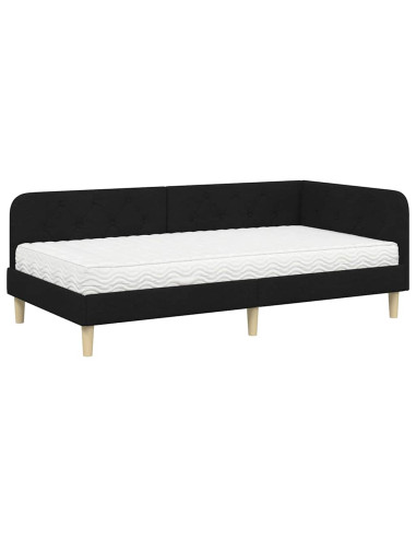 Cornice del letto ad angolo Nero 90 x 190 cm Tessuto