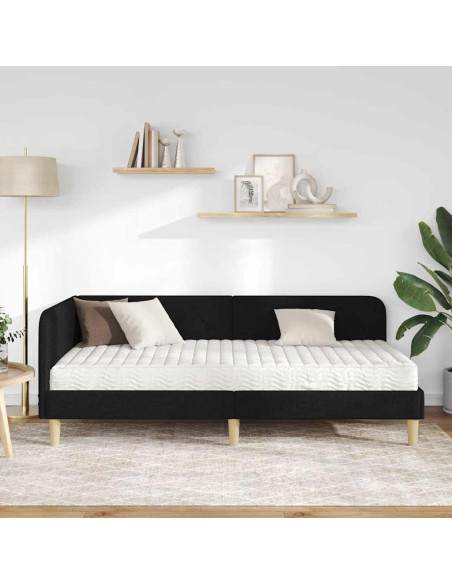 Cornice del letto ad angolo Nero 90 x 190 cm Tessuto