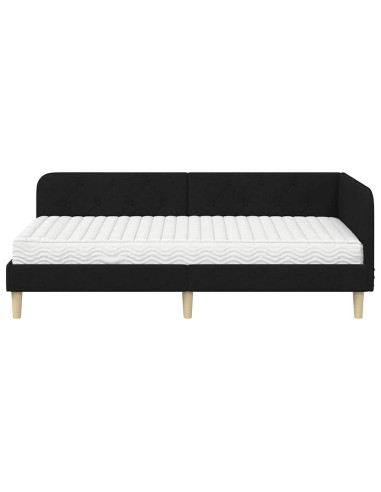 Cornice del letto ad angolo Nero 90 x 190 cm Tessuto
