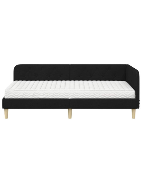 Cornice del letto ad angolo Nero 90 x 190 cm Tessuto