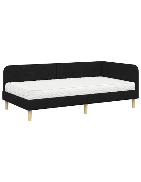 Cornice del letto ad angolo Nero 90 x 200 cm Tessuto