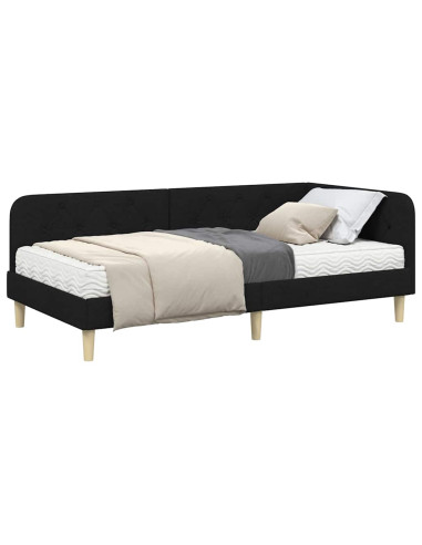 Cornice del letto ad angolo Nero 90 x 200 cm Tessuto
