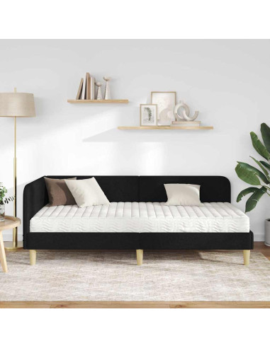 Cornice del letto ad angolo Nero 90 x 200 cm Tessuto