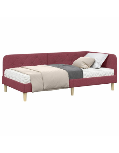 Cornice del letto ad angolo Rosso Vino 90 x 200 cm Tessuto