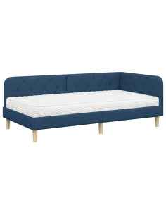 Cornice del letto ad angolo Blu 90 x 200 cm Tessuto 2