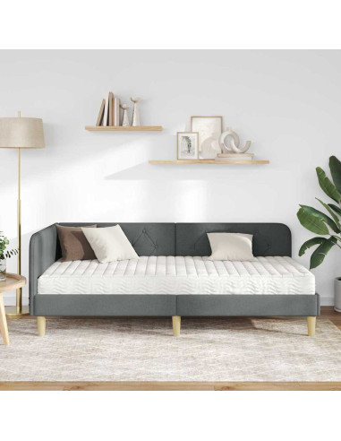 Cornice del letto ad angolo Grigio scuro 100 x 200 cm Tessuto