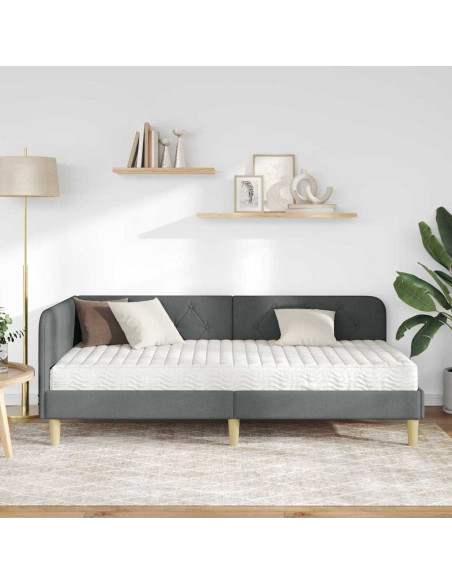 Cornice del letto ad angolo Grigio scuro 100 x 200 cm Tessuto
