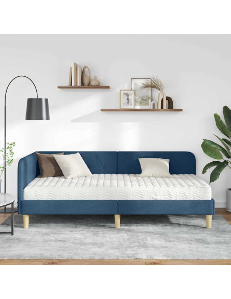 Cornice del letto ad angolo Blu 100 x 200 cm Tessuto