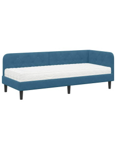 Cornice del letto ad angolo Blu 80 x 200 cm Velluto 2