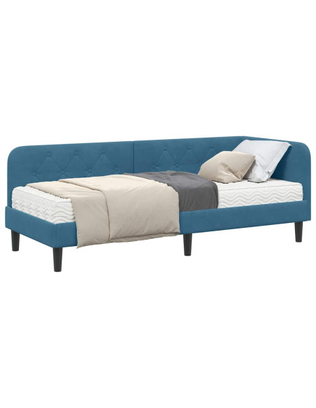 Cornice del letto ad angolo Blu 80 x 200 cm Velluto