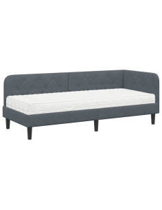 Cornice del letto ad angolo Grigio scuro 80 x 200 cm Velluto 2